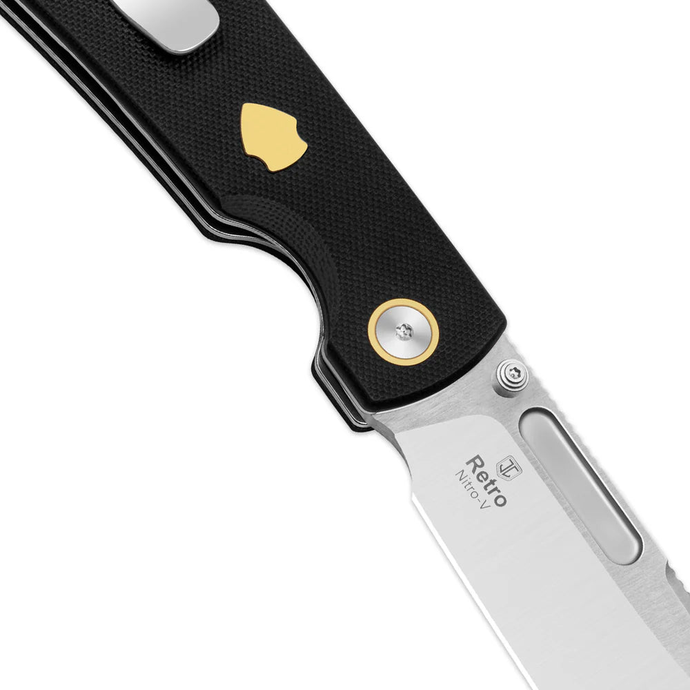 KIZER Retro Nitro-V Blade G10 & Brass Handle Liner Lock 3.54"