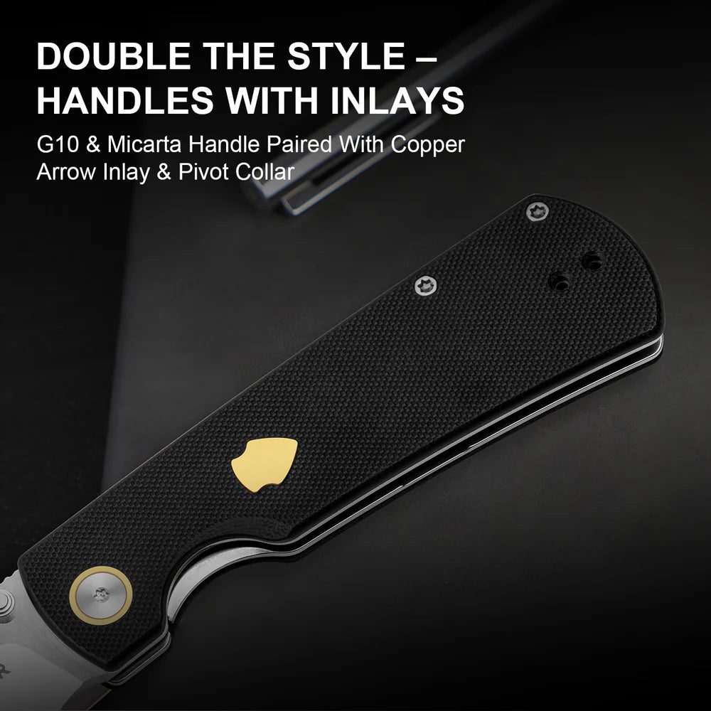 KIZER Retro Nitro-V Blade G10 & Brass Handle Liner Lock 3.54"