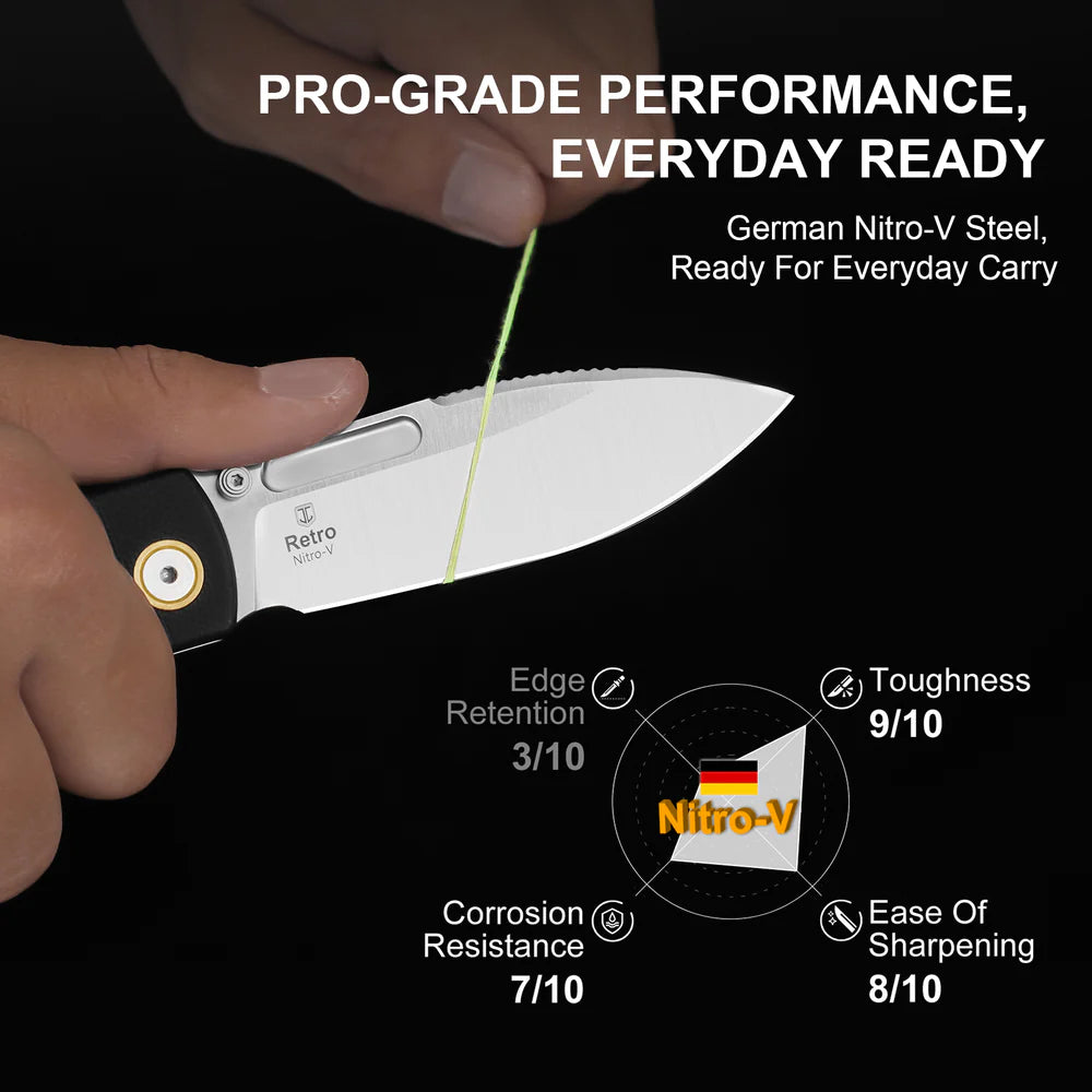 KIZER Retro Nitro-V Blade G10 & Brass Handle Liner Lock 3.54"