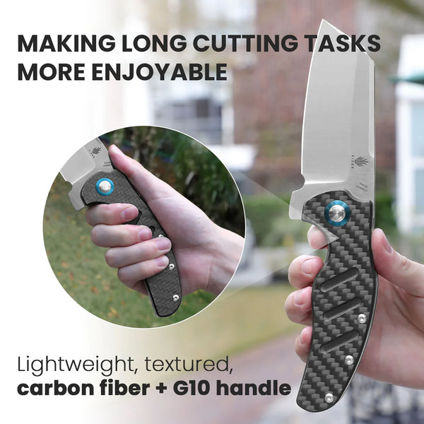 KIZER C01C 154CM Blade Twill Carbon Fiber & Steel Liner 3.95