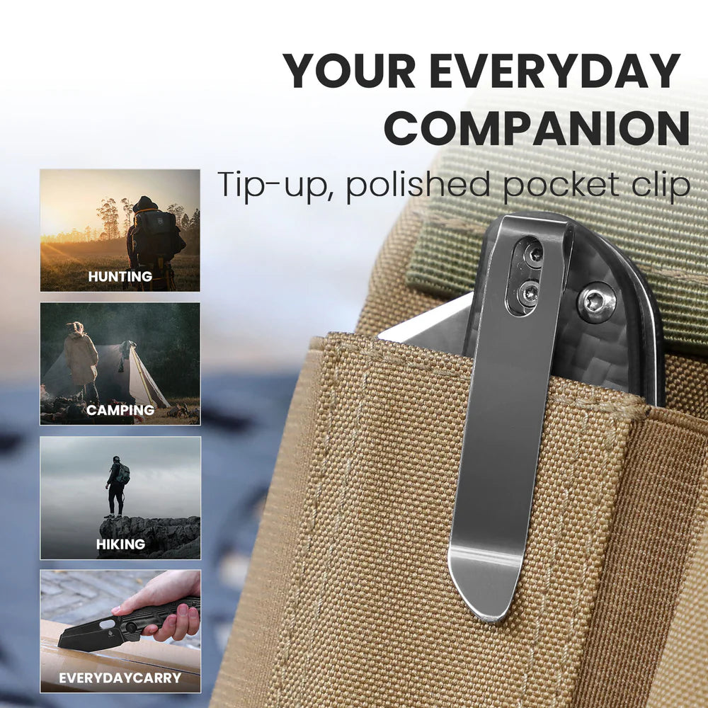 KIZER C01C 154CM Blade Twill Carbon Fiber & Steel Liner 3.95"