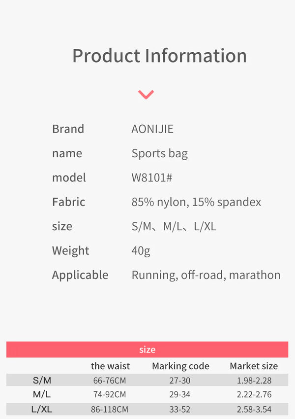 AONIJIE High Elasticity Running Waist Pack - W8101