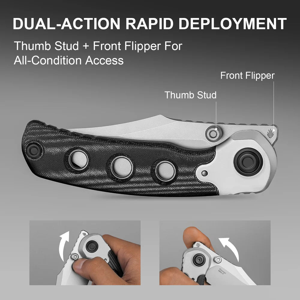 KIZER Pioneer Nitro-V blade Aluminum & Micarta Handle Liner Lock 3.2"