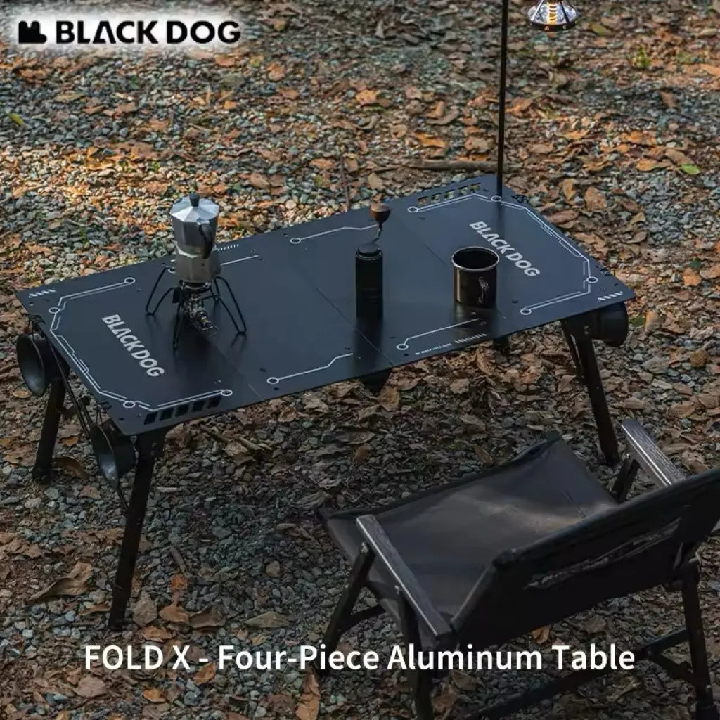 Blackdog Fold X Four Piece Aluminum Table