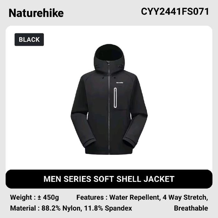 Naturehike Men’s Softshell Jacket – Black