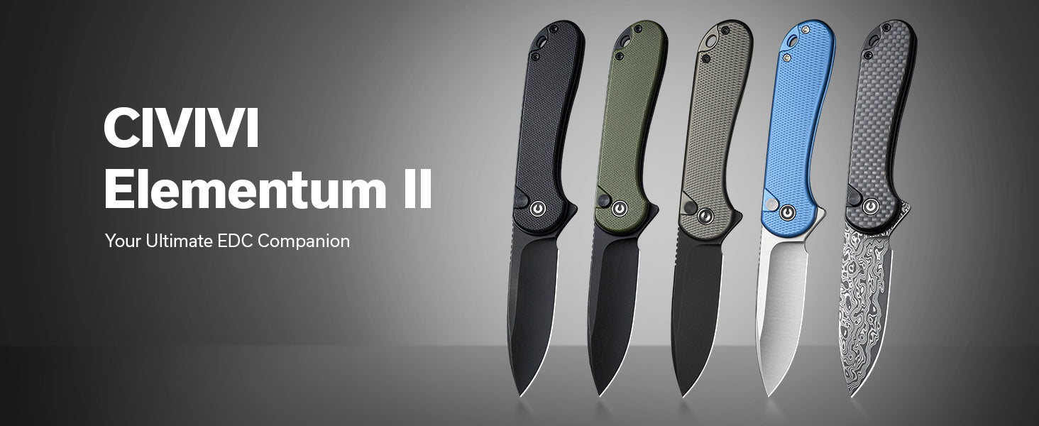 CIVIVI Elementum ll Diamond Patterned Gray Handle Nitro-V Blade