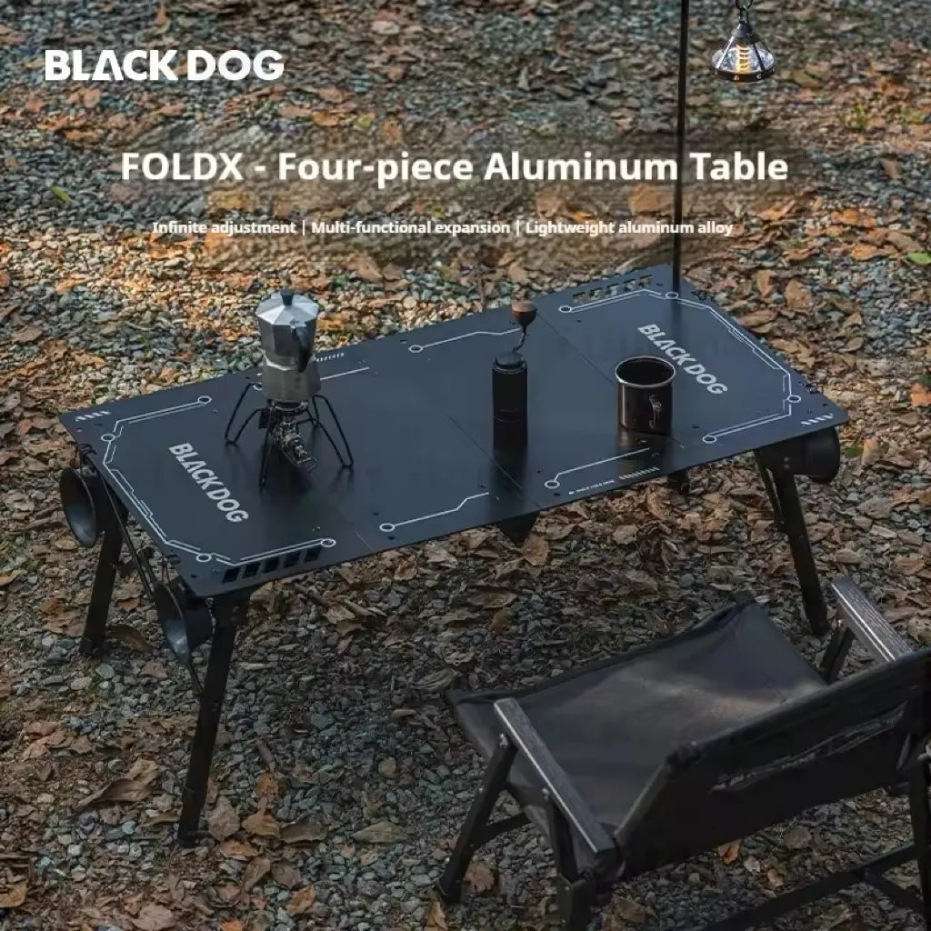 Blackdog Fold X Four Piece Aluminum Table