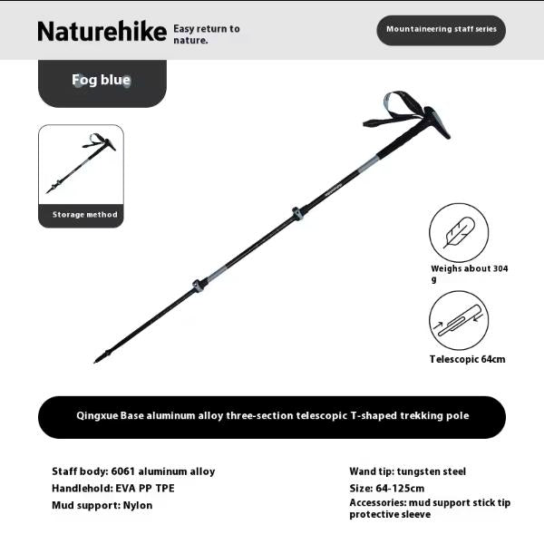 Naturehike Hoar Base Aluminum 3-Section T-Shaped Trekking Pole 64-125cm