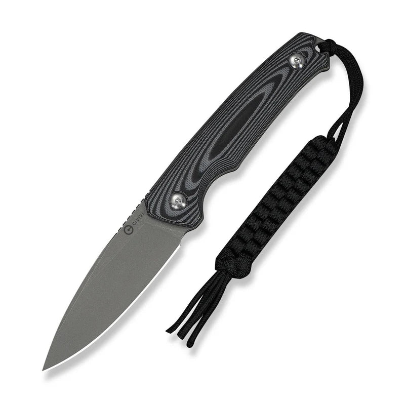 CIVIVI Altus Fixed Blade Knife Gray Black G10 Handle Stonewashed 14C28N Blade 2.99"