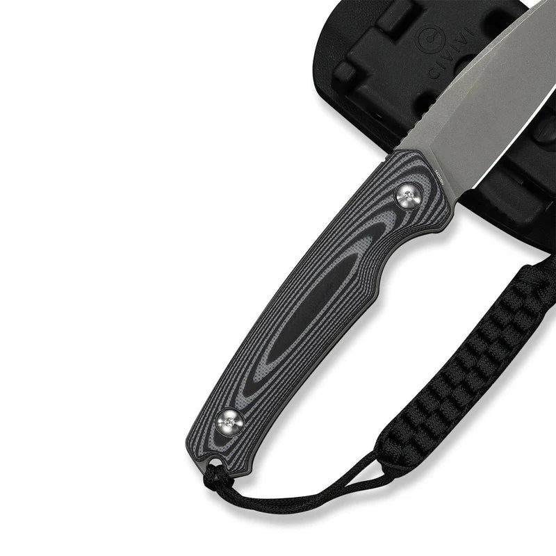 CIVIVI Altus Fixed Blade Knife Gray Black G10 Handle Stonewashed 14C28N Blade 2.99"