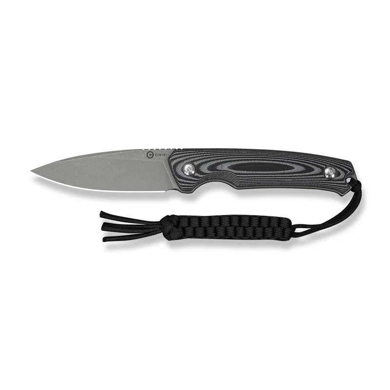 CIVIVI Altus Fixed Blade Knife Gray Black G10 Handle Stonewashed 14C28N Blade 2.99"