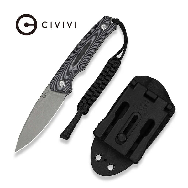 CIVIVI Altus Fixed Blade Knife Gray Black G10 Handle Stonewashed 14C28N Blade 2.99