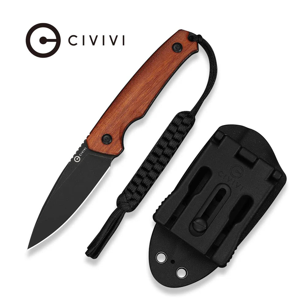 CIVIVI Altus Fixed Blade Wood Handle Stonewashed 14C28N Blade 2.99"