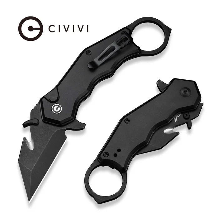 CIVIVI Amaroq Black Handle Black Stonewashed Nitro-V Blade 2.11"
