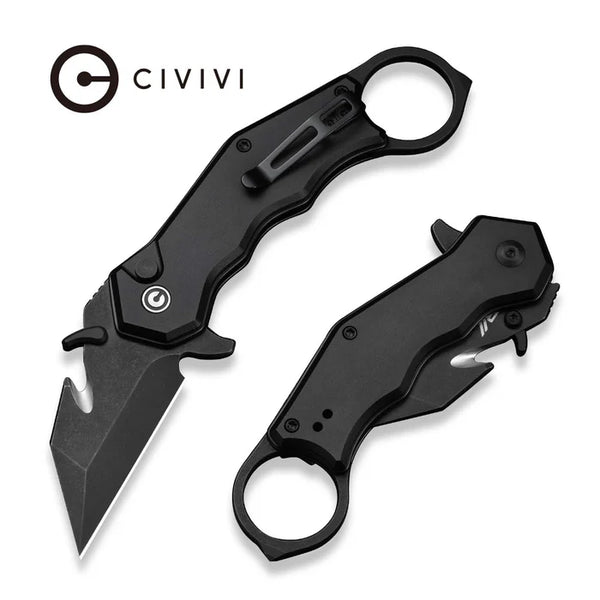 CIVIVI Amaroq Black Handle Black Stonewashed Nitro-V Blade 2.11