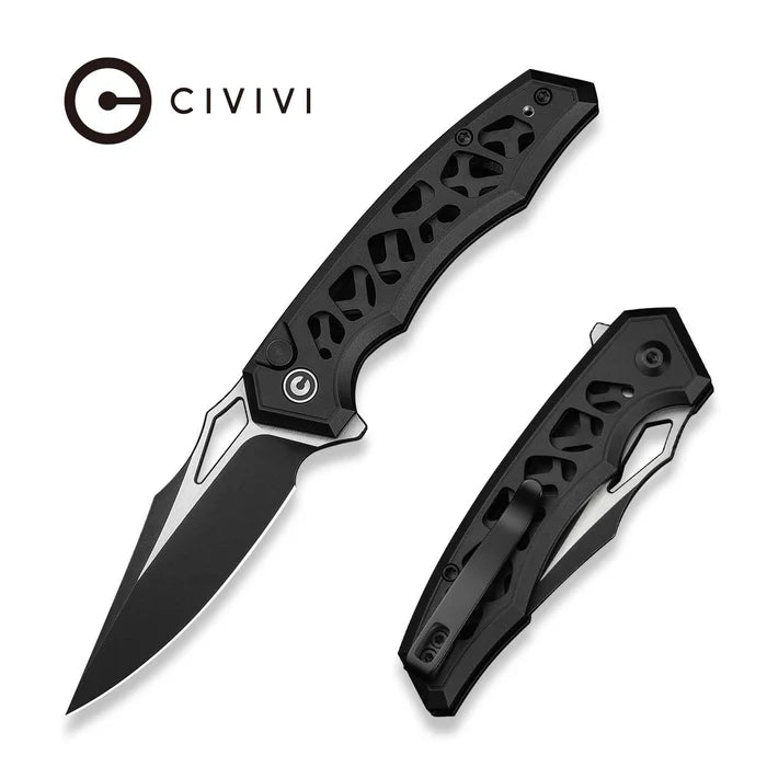 CIVIVI Anaaki Black Aluminum Handle Stonewashed Nitro-V Blade 2.98"