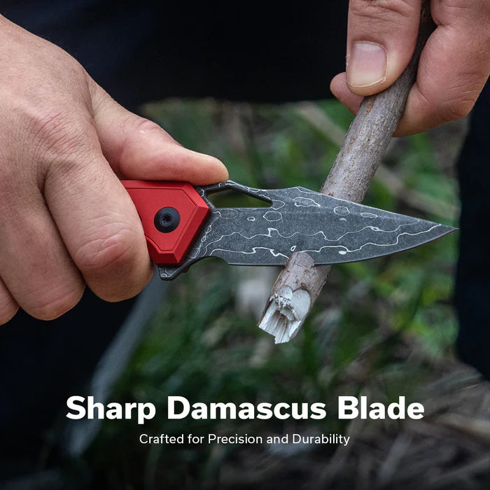CIVIVI Anaaki Red Handle Damascus Blade 2.98"