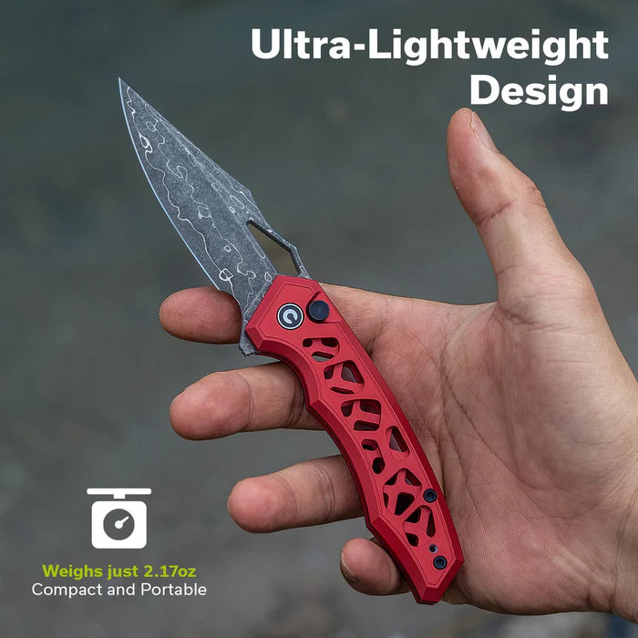 CIVIVI Anaaki Red Handle Damascus Blade 2.98"