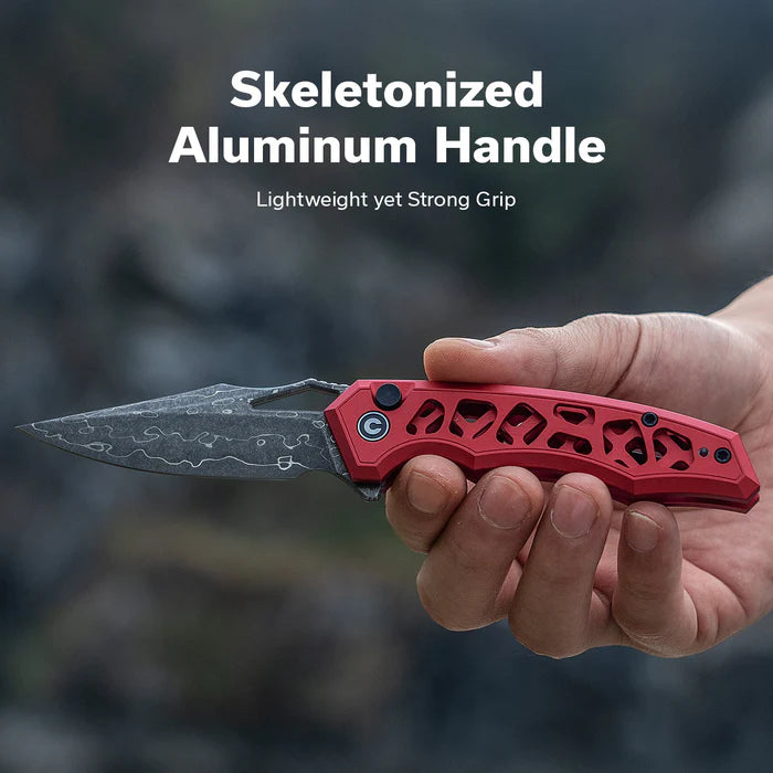 CIVIVI Anaaki Red Handle Damascus Blade 2.98"