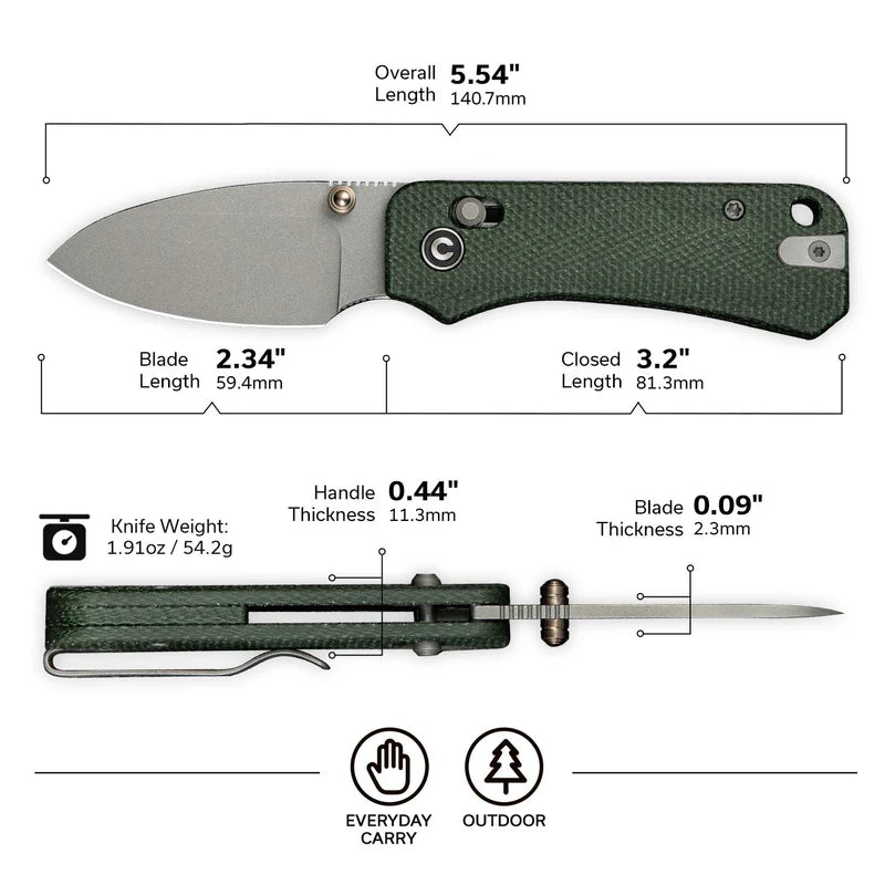 CIVIVI Baby  Banter 2 Green Canvas Handle Nitro V-Blade