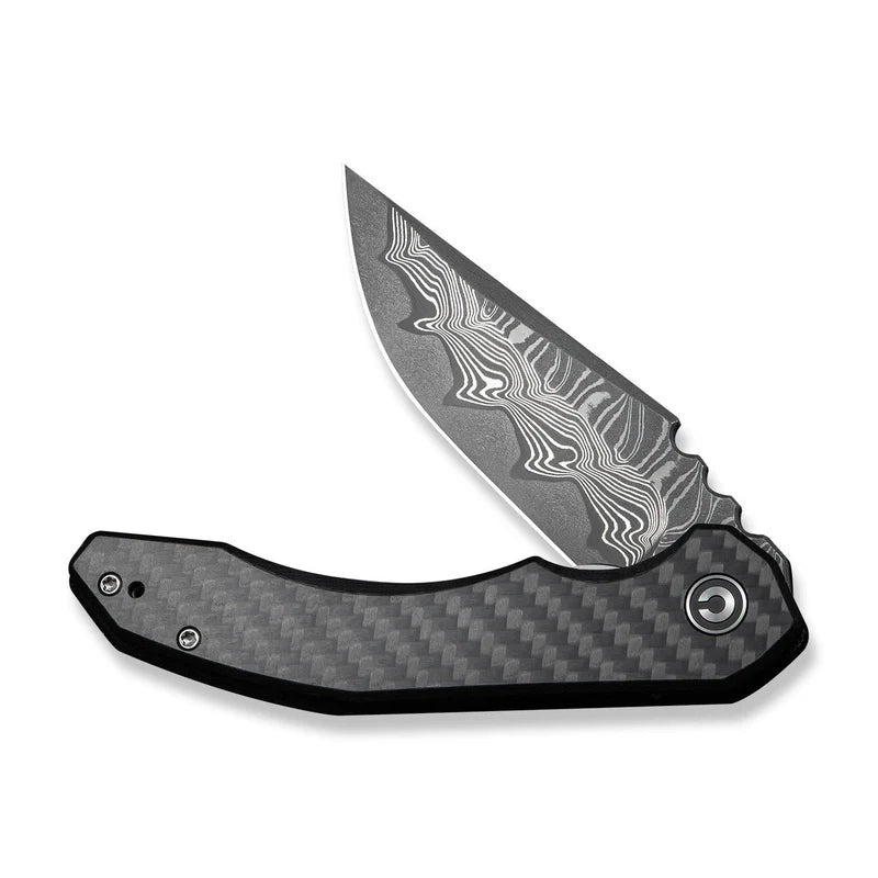 CIVIVI Bluetick Carbon Fiber Black G10 Handle Damascus Blade 3.47"