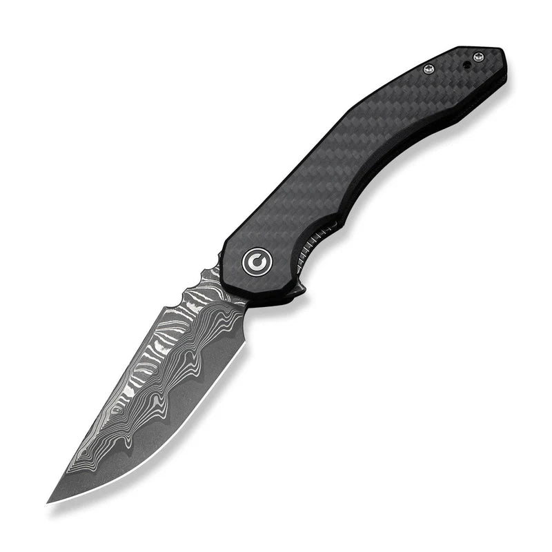 CIVIVI Bluetick Carbon Fiber Black G10 Handle Damascus Blade 3.47"