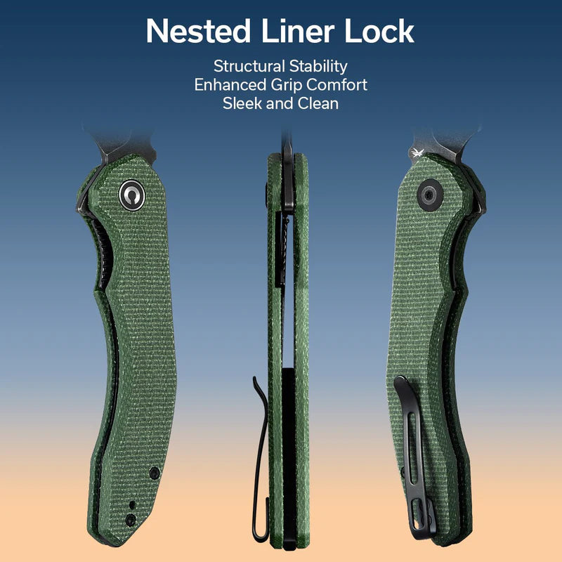 CIVIVI Bluetick Green Canvas Micarta Handle Stonewashed 14C28N Blade 3.47"