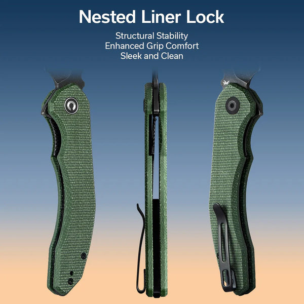 CIVIVI Bluetick Green Canvas Micarta Handle Stonewashed 14C28N Blade 3.47