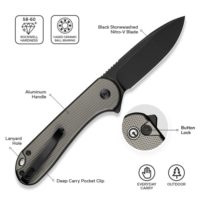 CIVIVI Elementum ll Diamond Patterned Gray Handle Nitro-V Blade