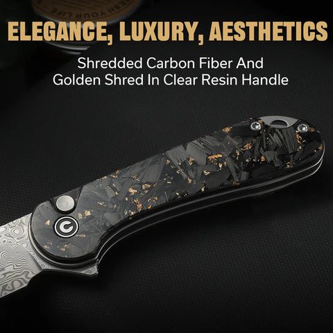 CIVIVI Button Lock Elementum II Flipper Knife Carbon Fiber & Resin Handle