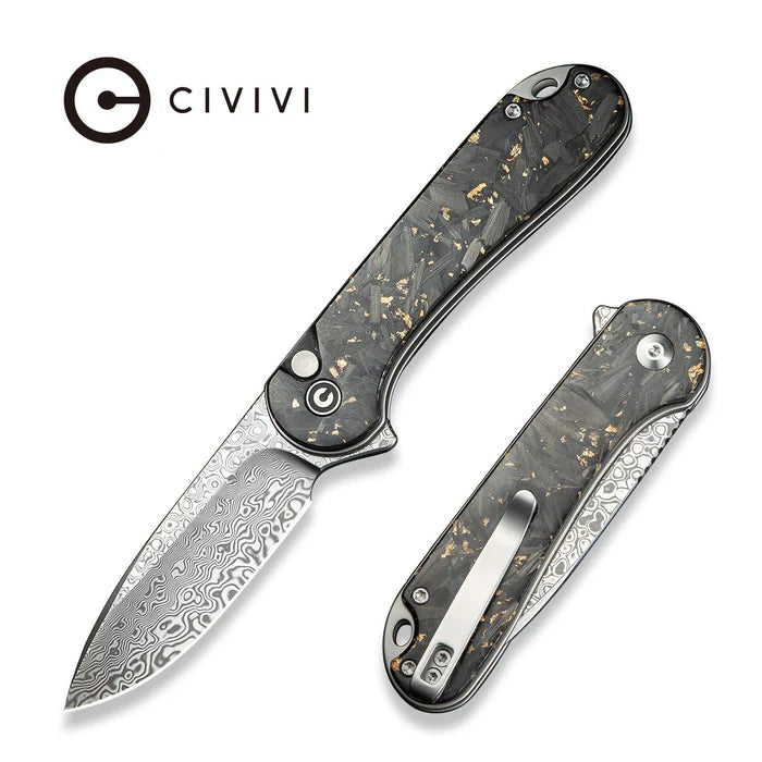 CIVIVI Button Lock Elementum II Flipper Knife Carbon Fiber & Resin Handle