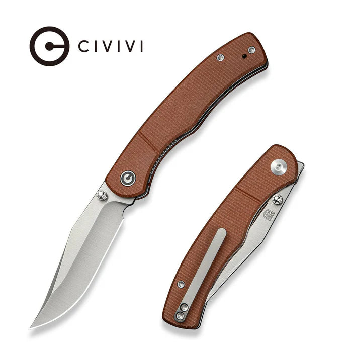 CIVIVI Clingman Brown Canvas Micarta Handle Satin Finished Nitro-V Blade 2.99"