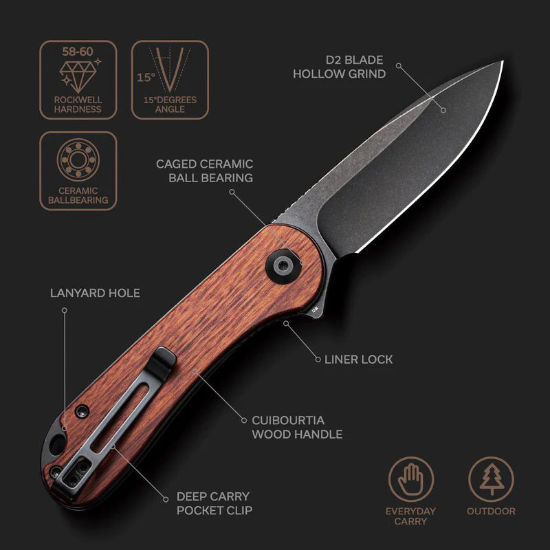 CIVIVI Elementum Flipper Knife Wood Handle