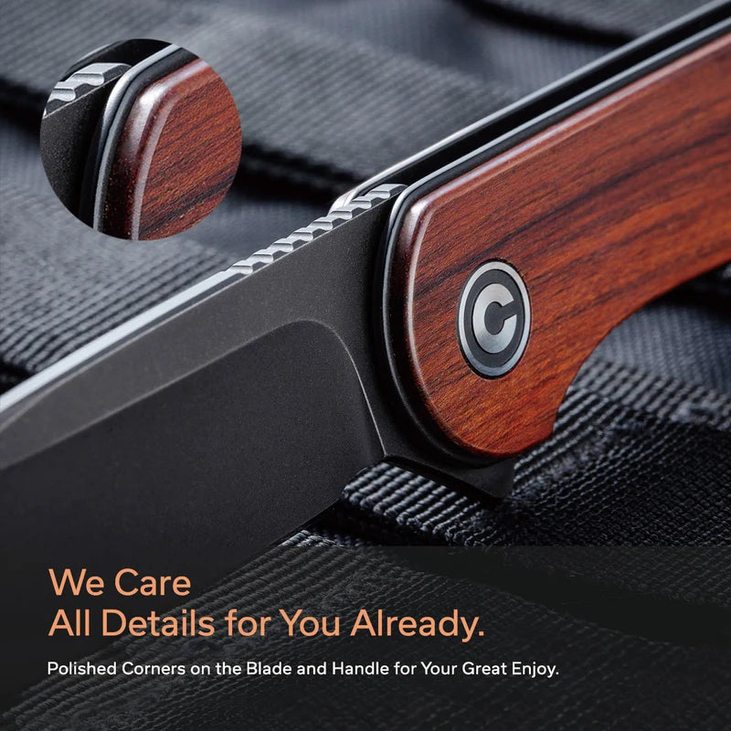 CIVIVI Elementum Flipper Knife Wood Handle