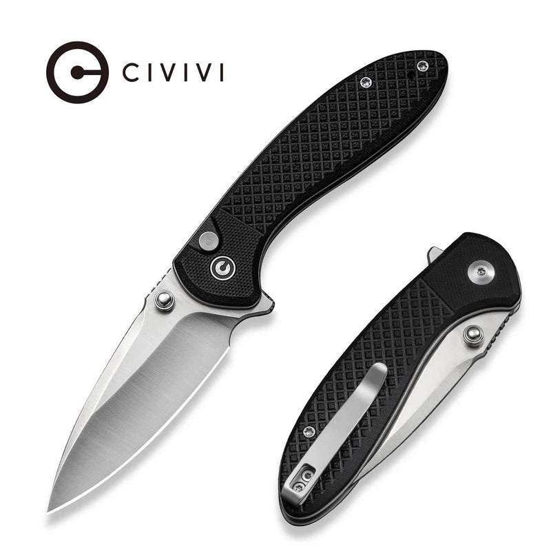 CIVIVI Feager Milled Black G10 Handle Satin Finished 14C28N Blade 2.98"