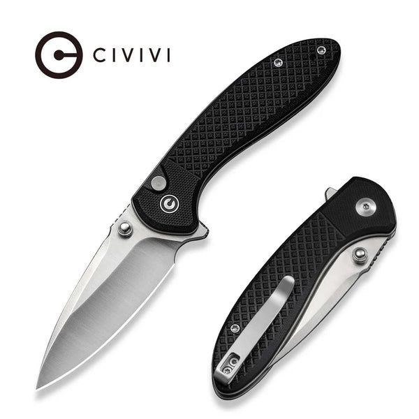 CIVIVI Feager Milled Black G10 Handle Satin Finished 14C28N Blade 2.98