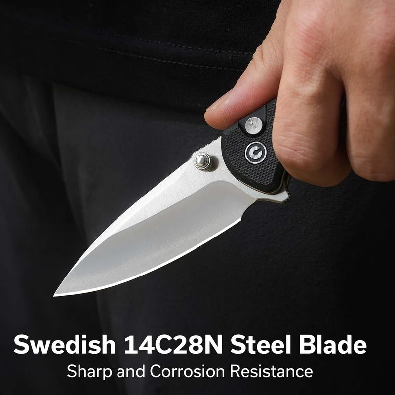 CIVIVI Feager Milled Black G10 Handle Satin Finished 14C28N Blade 2.98"