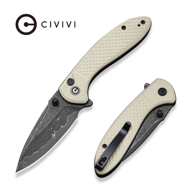 CIVIVI Feager Milled Ivory G10 Handle Damascus Blade 2.98