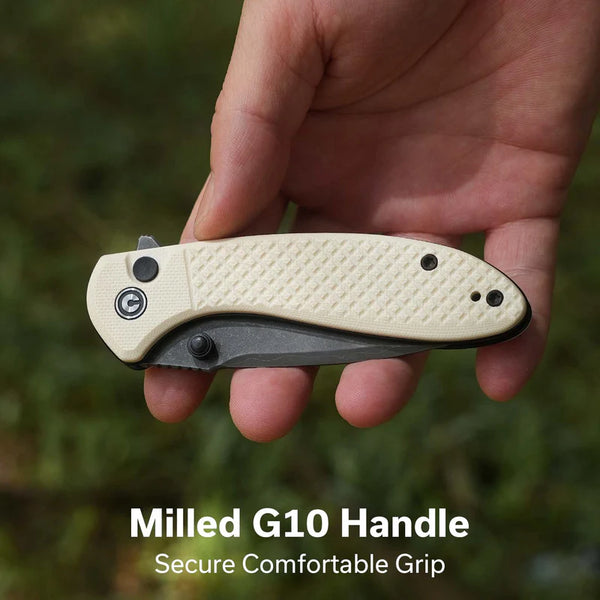 CIVIVI Feager Milled Ivory G10 Handle Damascus Blade 2.98