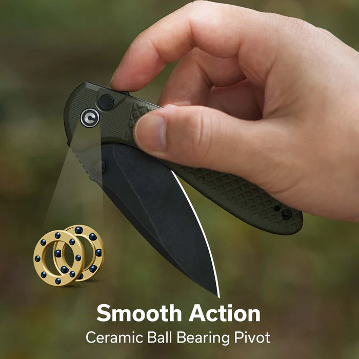 CIVIVI Faeger Milled Green G10 Handle Stonewashed 14C28N Blade 2.98"