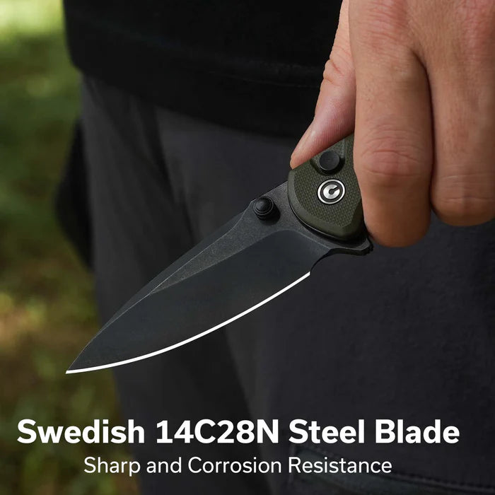 CIVIVI Faeger Milled Green G10 Handle Stonewashed 14C28N Blade 2.98"