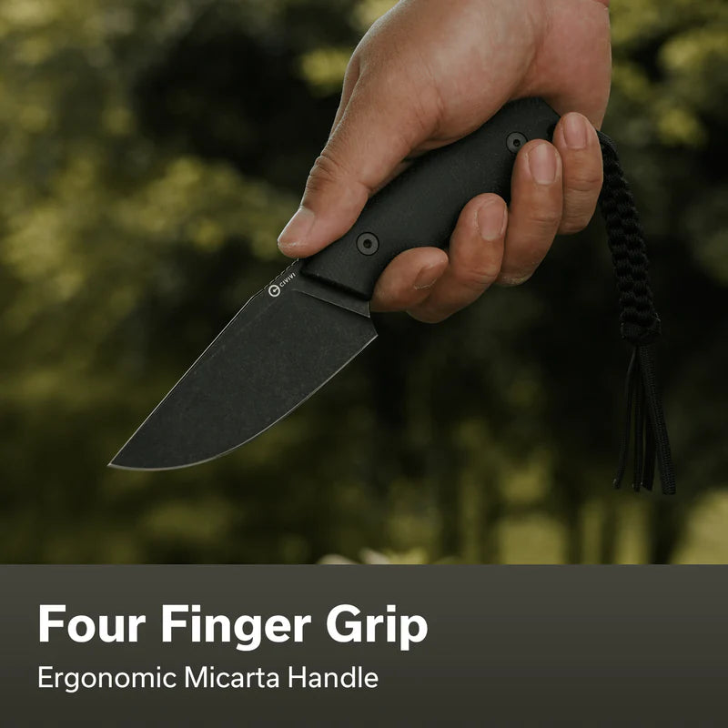 CIVIVI Gander Black Canvas Micarta Handle Stonewashed 14C28N Blade 3.63"