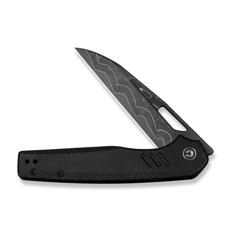 CIVIVI Guile Black Canvas Micarta Handle Damascus Blade 3.25"