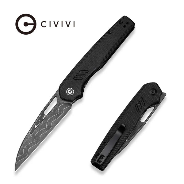 CIVIVI Guile Black Canvas Micarta Handle Damascus Blade 3.25