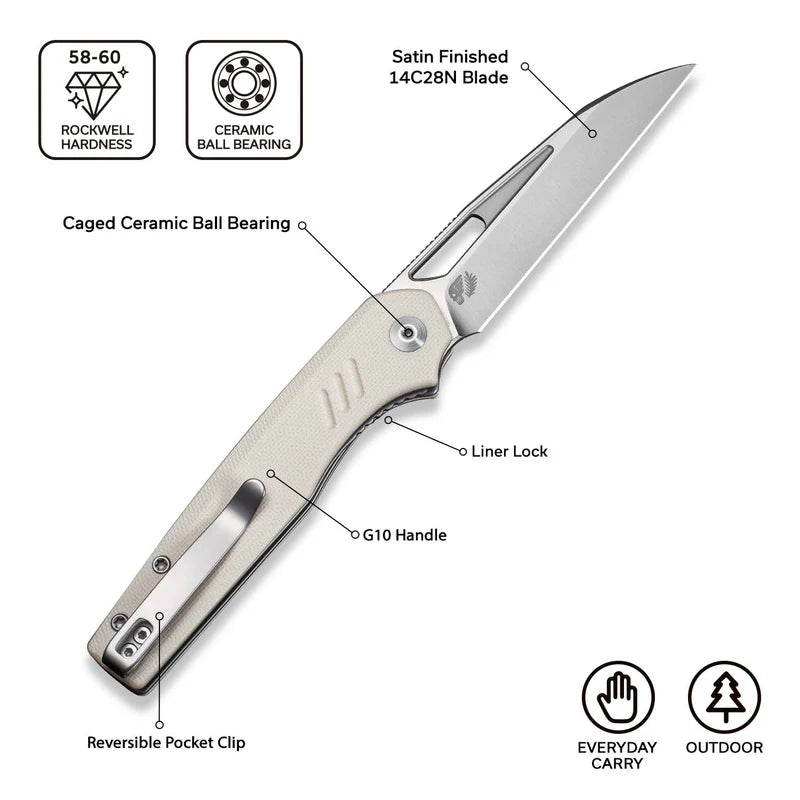 CIVIVI Guile Ivory G10 Handle Satin Finished 14C28N 3.25"