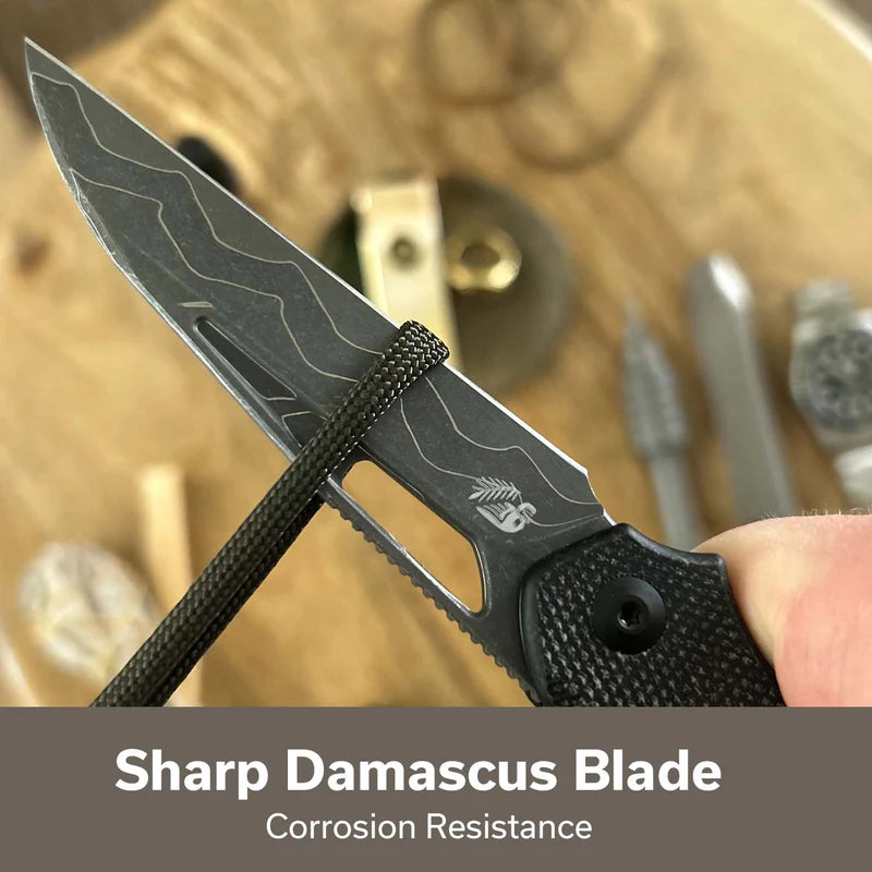 CIVIVI Guile Black Canvas Micarta Handle Damascus Blade 3.25"