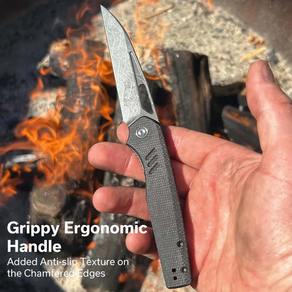 CIVIVI Guile Black Canvas Micarta Handle Damascus Blade 3.25