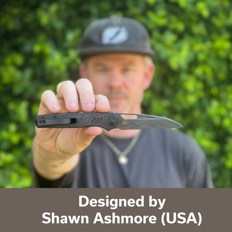 CIVIVI Guile Black Canvas Micarta Handle Damascus Blade 3.25"