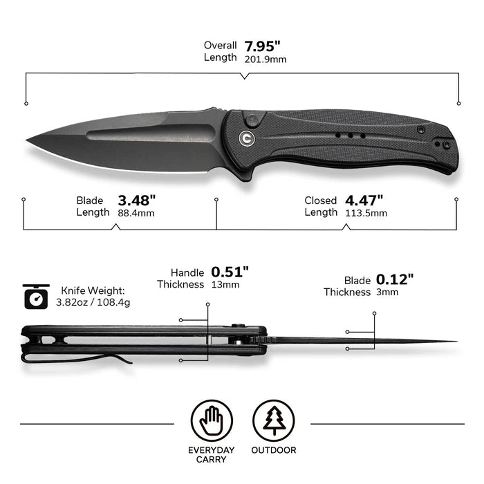 CIVIVI Incindie Flipper & Button Lock Knife