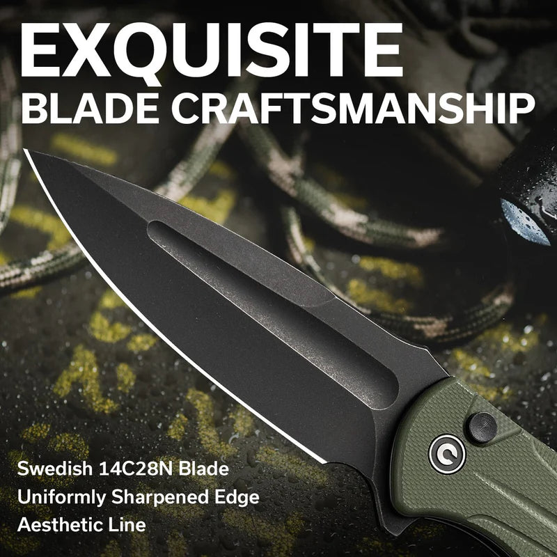 CIVIVI Incindie OD Green G10 Handle Black 14C28N Blade